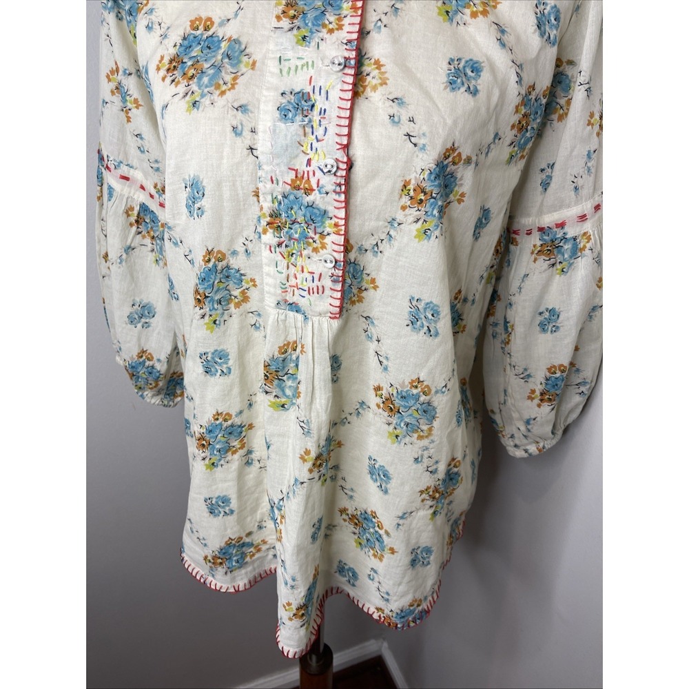 Johnny Was Leti Blouse Cream Floral Peasant Cottagecore Size Small S - Picture 8 of 10